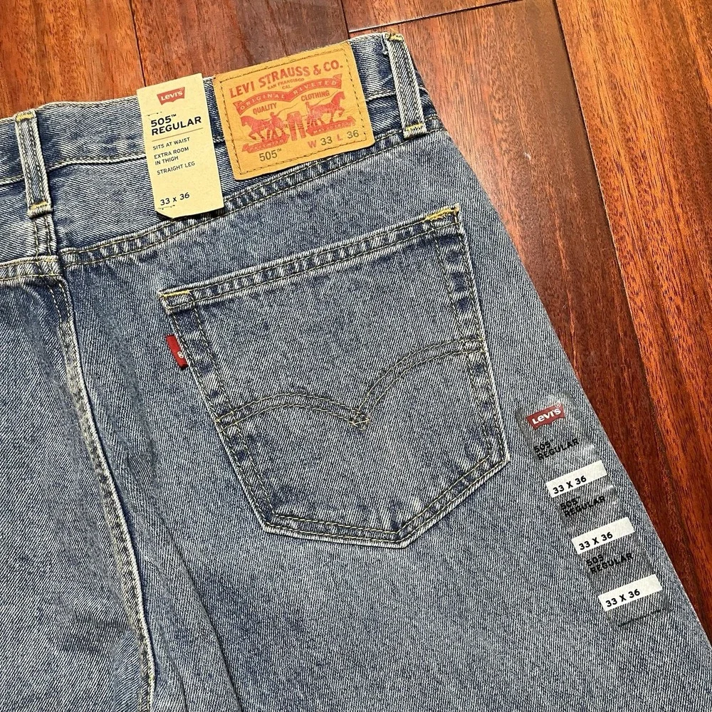 Levis Jeans Mens 33x36 Blue Regular Straight Leg Light Wash Blue Workwear NEW